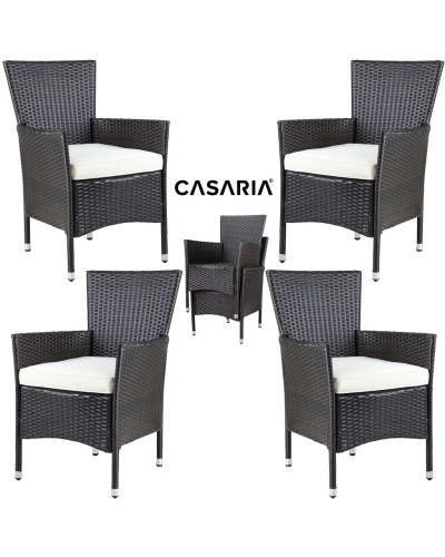 Garden Chairs Set of 4 Rattan Brown Cream